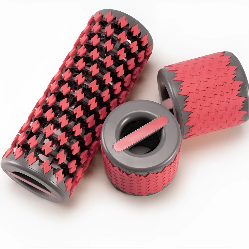 Adjustable telescopic foam roller in black colour showing three-section PVC construction