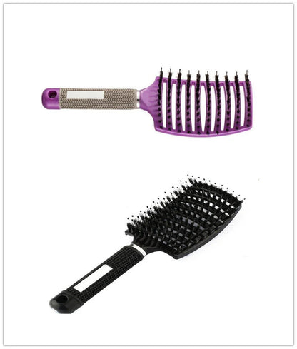 Detangling hairbrush with bristle and nylon teeth for effortless hair management and scalp massage