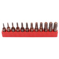 12-piece black magnetic screwdriver bit set showing T6 to T40 tips with hexagon shanks