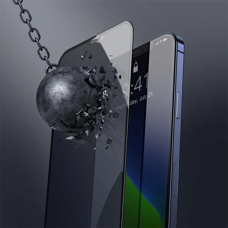 0.3mm curved privacy tempered glass screen protector for iPhone 12, 12 Pro and 12 Mini, black, two pieces