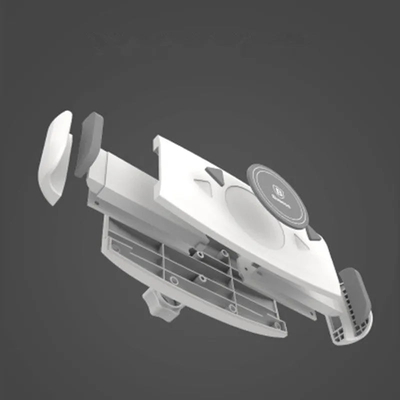 Aluminium alloy sucker bracket with double suction cup holding a mobile phone on a smooth table surface