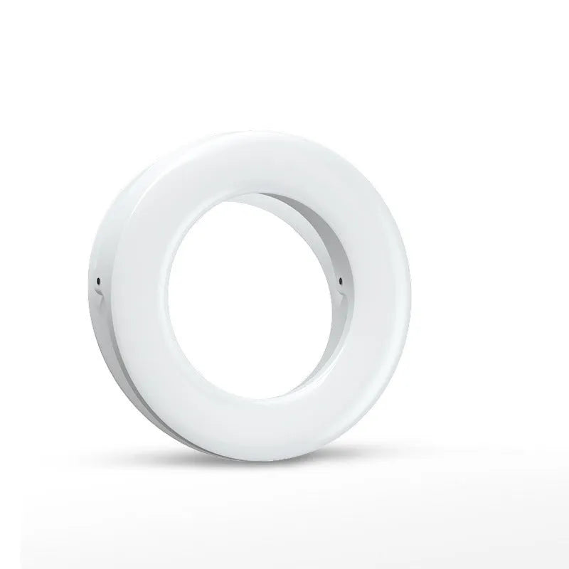 Black LED selfie ring light for mobile phones with USB cable for YouTube streaming and photography