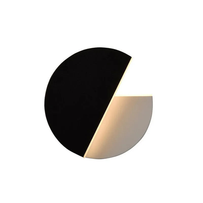 Rotating round LED wall light in black and white wrought iron and acrylic 10W warm white