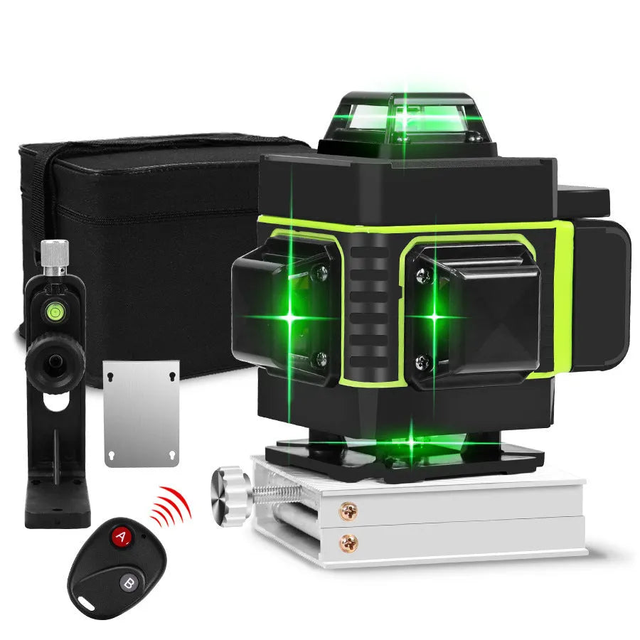 Rotating laser level with 16-line orange display and green/orange laser options