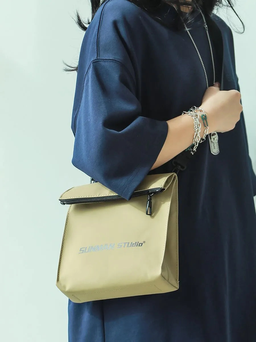 Messenger bag design backpack in polyester with oxford lining and crossbody strap