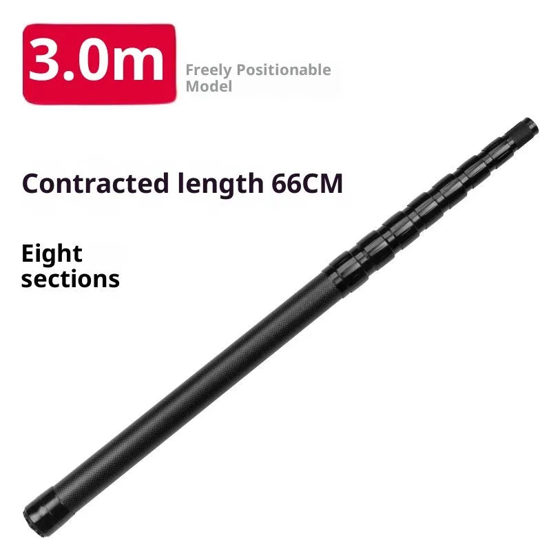 Carbon telescopic fishing rod with free orientation spool, 13m to 30m option