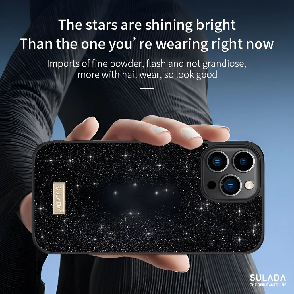 Star Diamond half-wrap phone case for Apple iPhone in Socialite Black colour with glitter finish