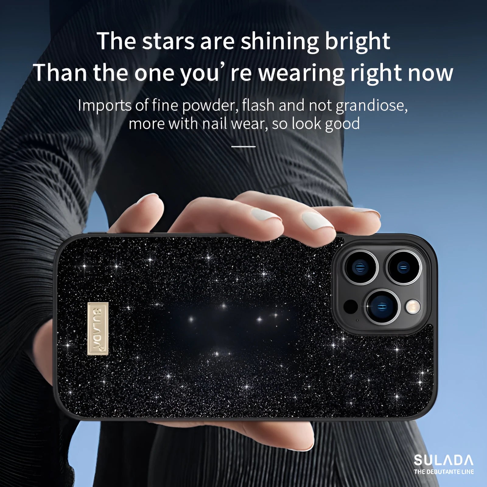 Star Diamond half-wrap phone case for Apple iPhone in Socialite Black colour with glitter finish
