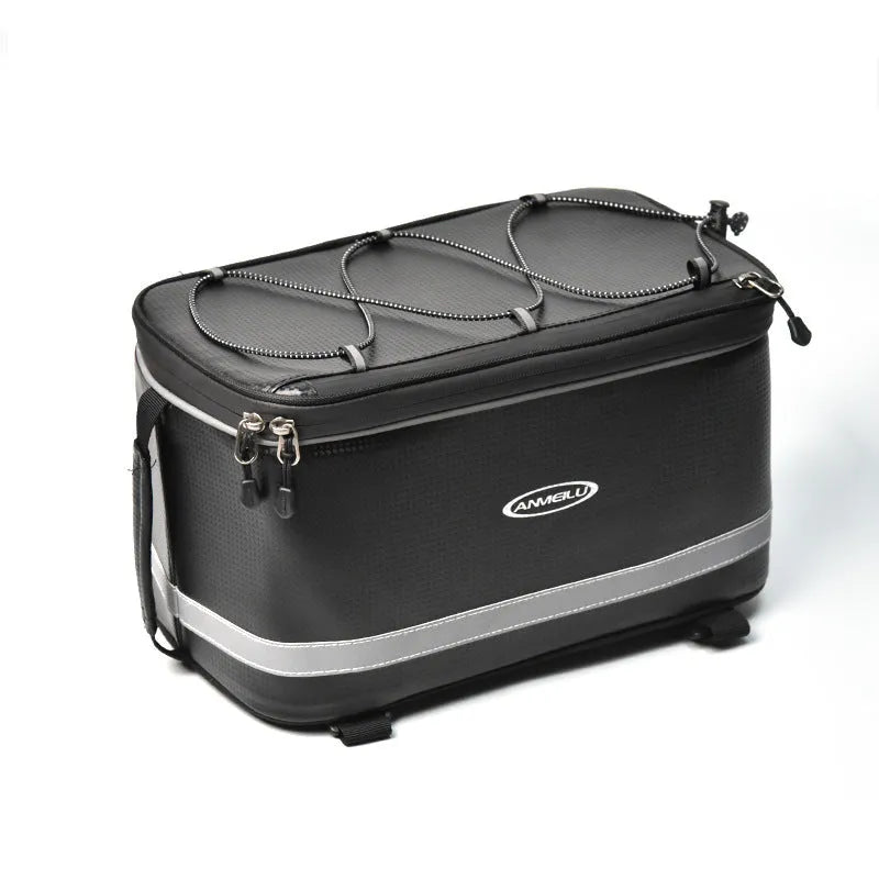 Black waterproof PU leather car bag for bicycle gear storage with 12L capacity