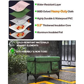 Green foldable cloth cat cage for outdoor use as an insulated pet bed or delivery room.