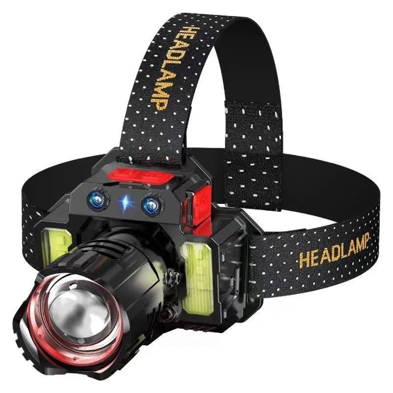 Wave Outdoor Multi-function Induction Headlamp with zoomable spotlight for hiking and camping