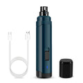 Blue pet electric nail polisher with 2 speeds, quiet motor, and rough grinding wheel
