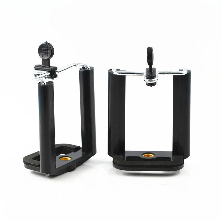 Black plastic U clip mobile phone holder for mounting smartphones to hoses and poles