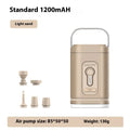Compact multifunctional camping air pump with integrated LED light and USB charging port