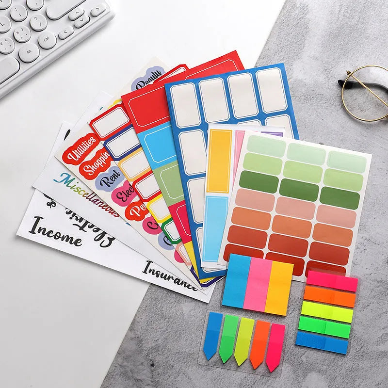 Handwritten label stickers in white German colour with grid designs and adhesive backing