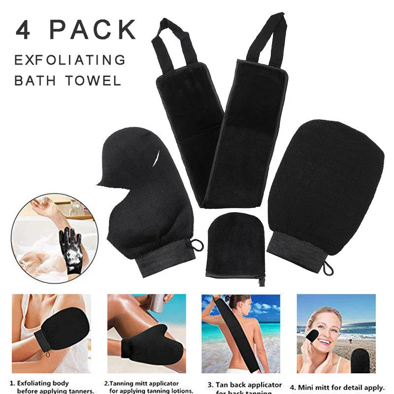 Premium self-tanning applicator kit with exfoliating glove for streak-free, salon-quality tan at home