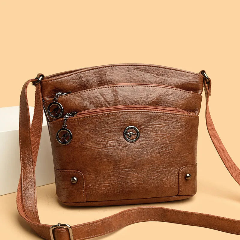 PU single-shoulder bag horizontal square 21x20x9cm sandwich pocket black colour women's daily bag