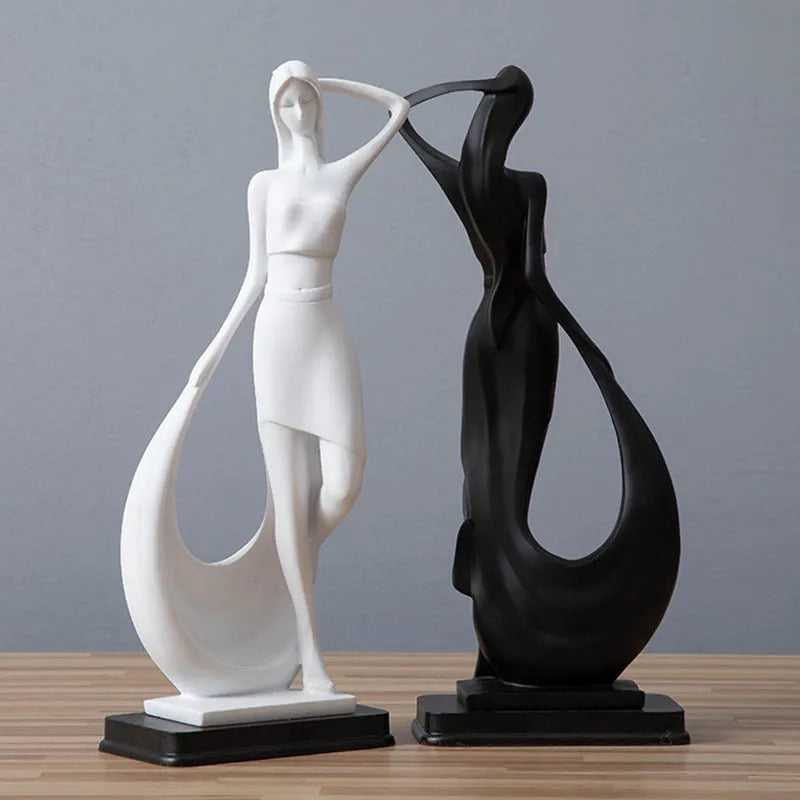 Nordic minimalist abstract resin sculpture figure statue in sub-white smart dancer finish for home decoration