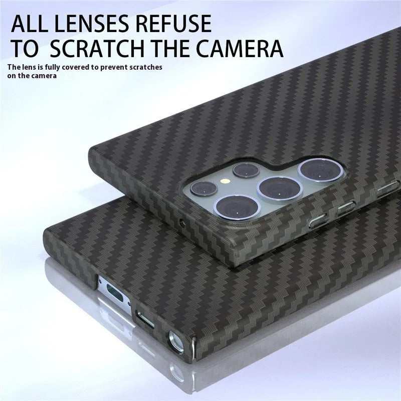Samsung anti-wear carbon fiber PC phone case in black with contrast colour accents