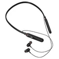Wireless Bluetooth 5.0 neck hanging sports headset in black with digital display and 500mAh battery