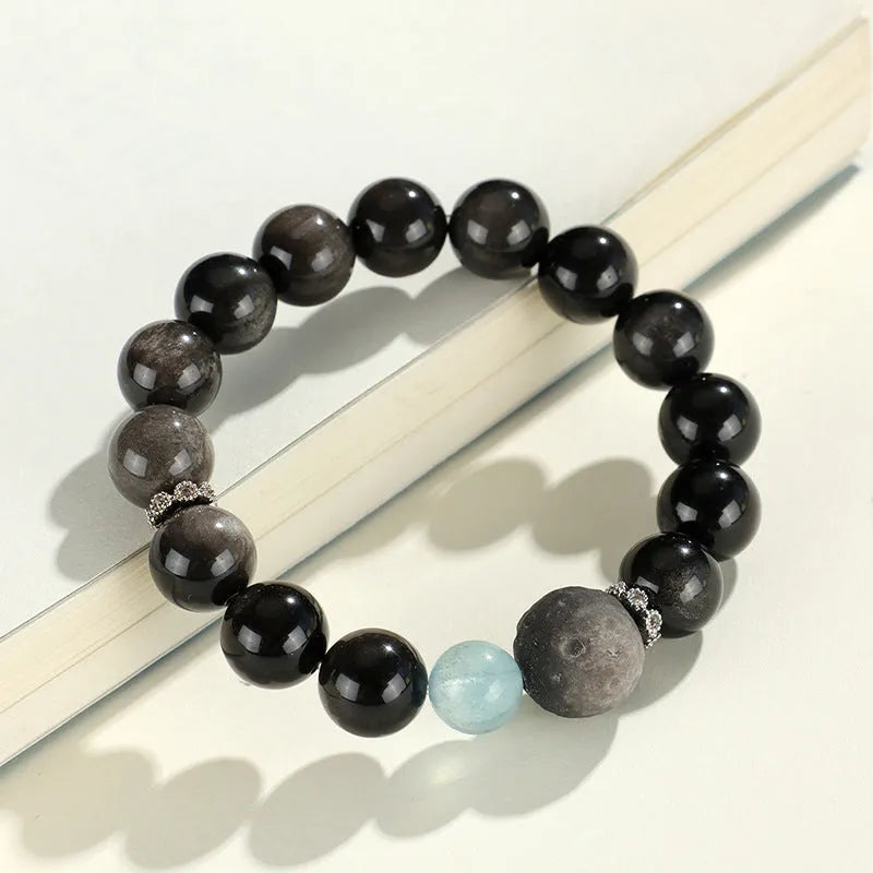 Silver Stone Fox crystal beaded bracelet for women with electroplated finish and mixed crystal beads.