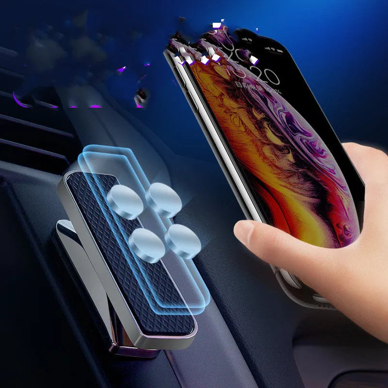 Aluminium alloy magnetic suction mobile phone car holder in silver with compact dimensions