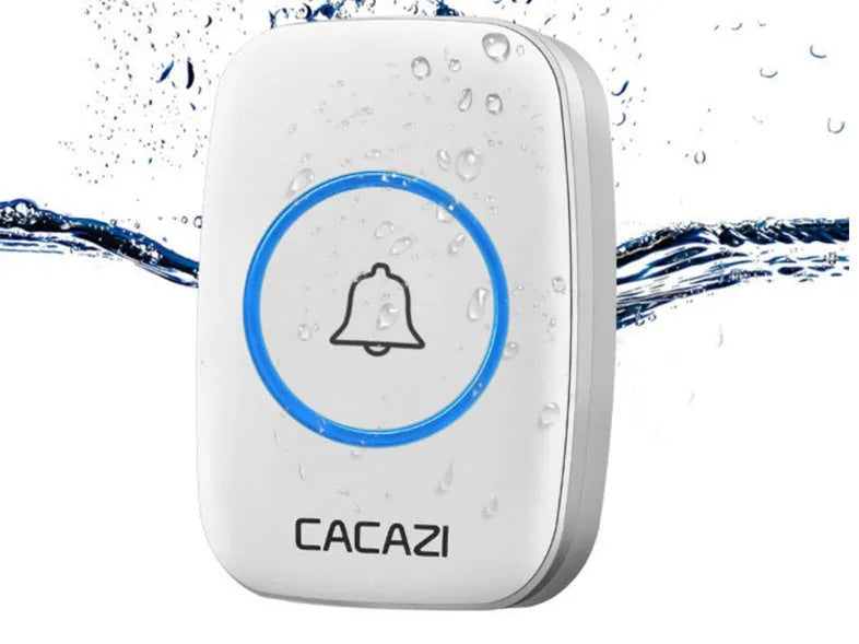 Wireless doorbell receiver and transmitter units in black, white, gold, or silver colour options.