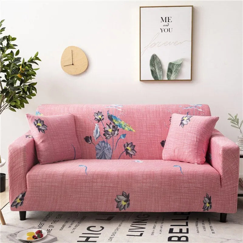 Elastic all-inclusive polyester sofa cover with striped pattern, modern simple style, 15 colours, 1-4 seat models.