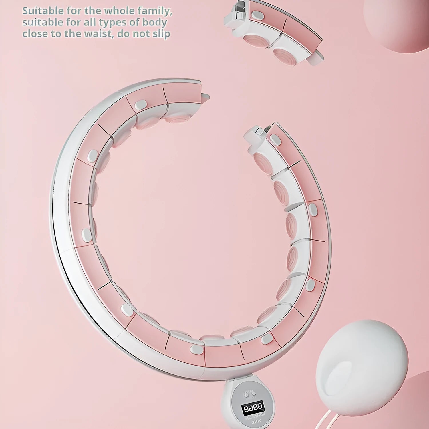 Pink intelligent hula hoop with PP and TPE construction for abdominal compression fitness and fat burning