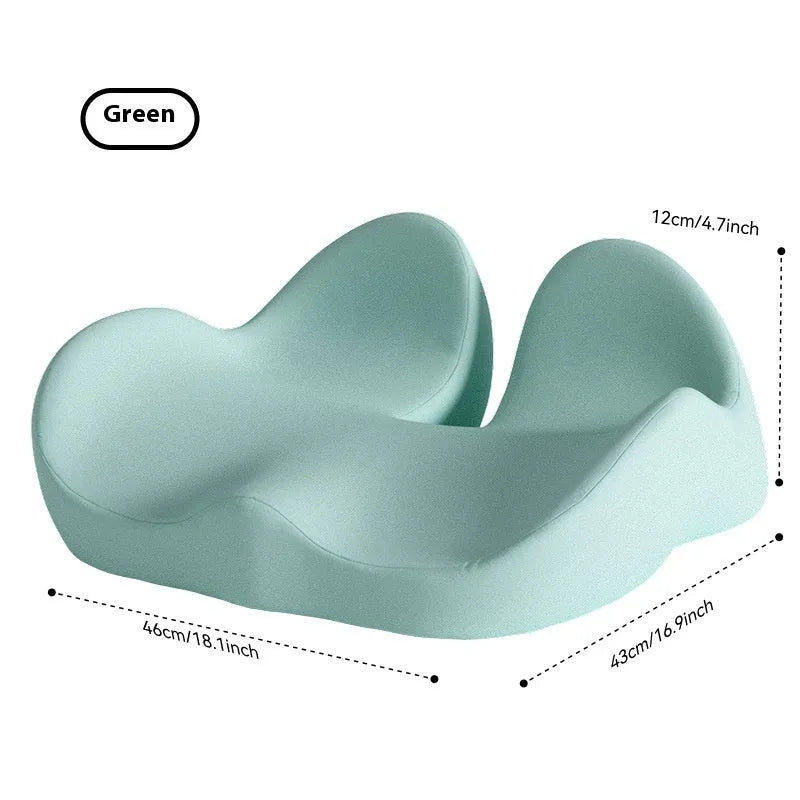 Light grey memory foam office chair cushion on a desk chair