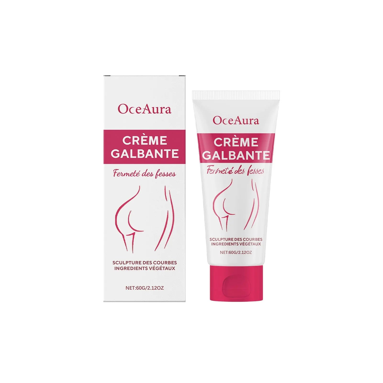 60g hip tightening cream container with moisturising formula containing Asiatic Centella and coffee seed extracts