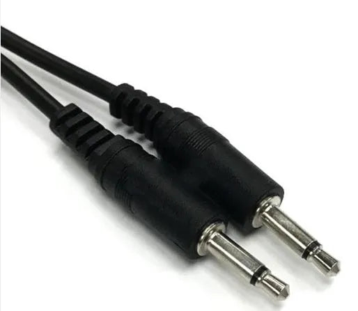 1 metre long 3.5mm male to female audio extension cable with black PVC sheathing.
