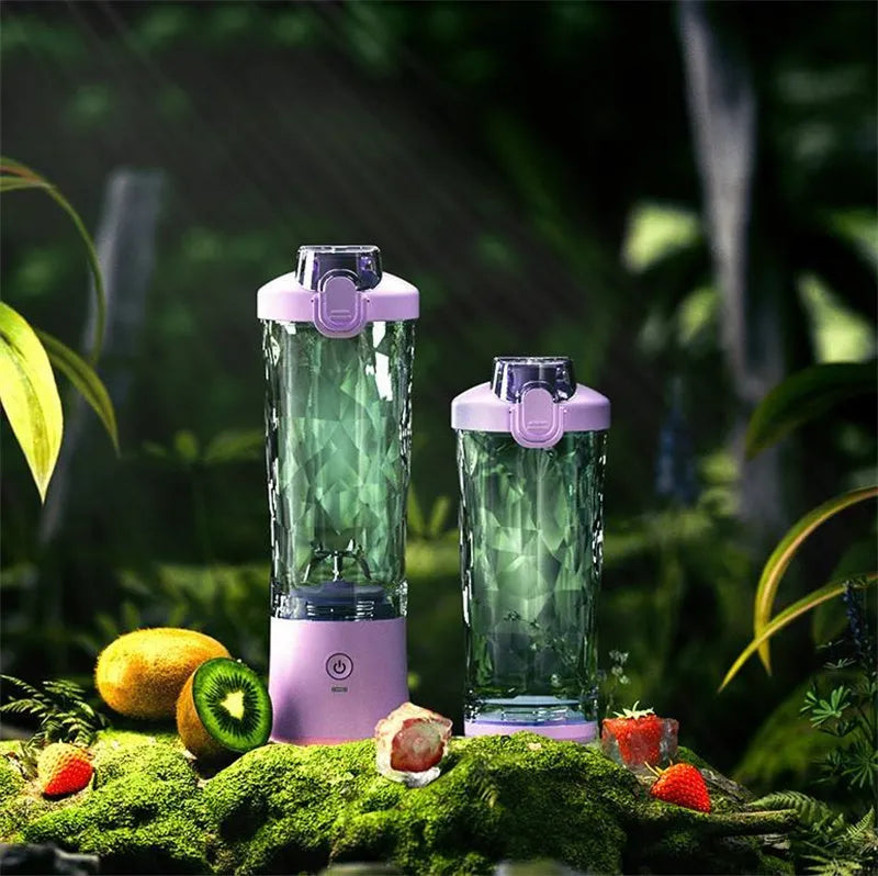 Portable blender juicer with 6-blade 304 stainless steel assembly and 600ml food-grade AS cup