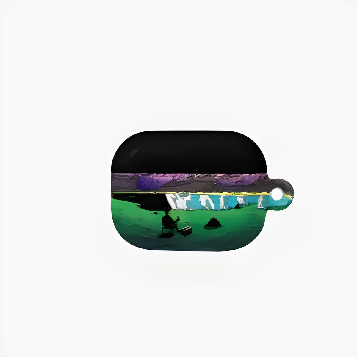 Green plastic hard headphone case for Apple AirPods 2, 3, 4, Pro and Pro 2nd Generation, Cosmic Vacation design