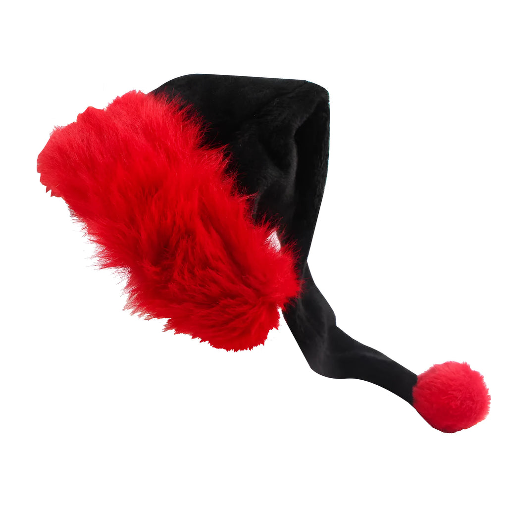 European classical plush Christmas hat in red and black colour combination