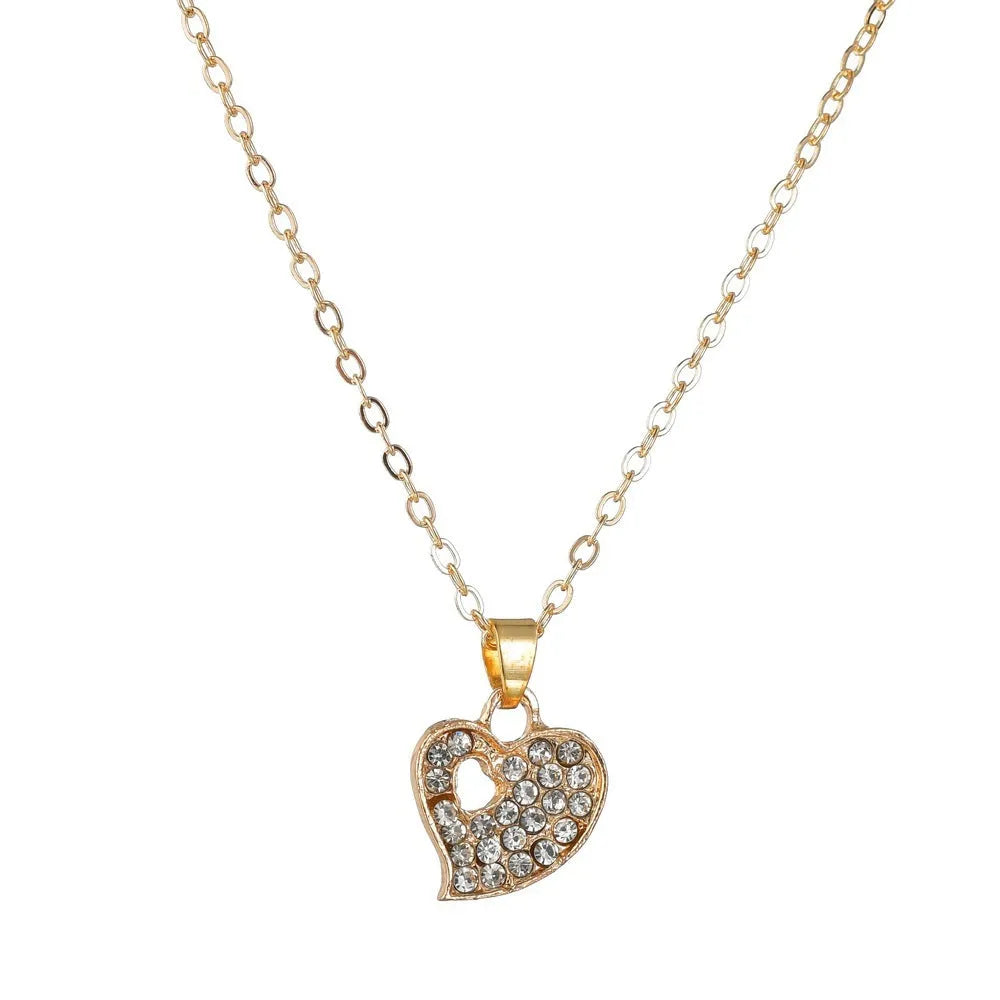 Women's gold electroplated alloy jewellery set with earrings, necklace and bracelet featuring Love, Water Drop and Bell patterns