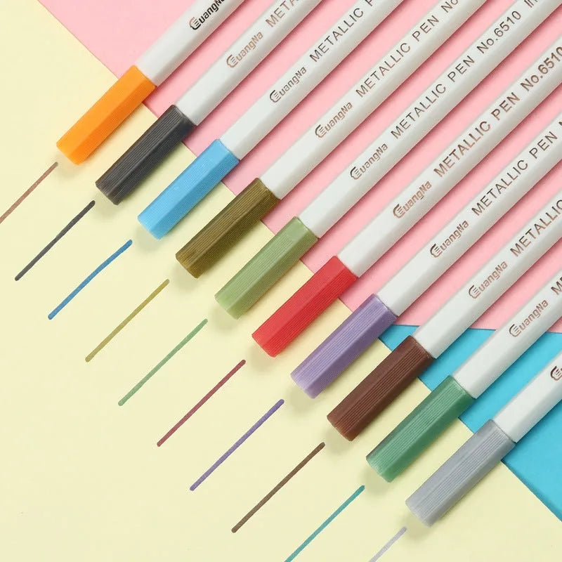 Colour black card album colour metal pen set with plastic shell and multiple colour configurations for office stationery