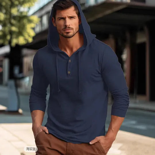 Casual cotton sports hoodie in pullover style, shown in one of six available colours.