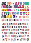 English letters and numbers symbol label decoration stickers in cute style with weekly words