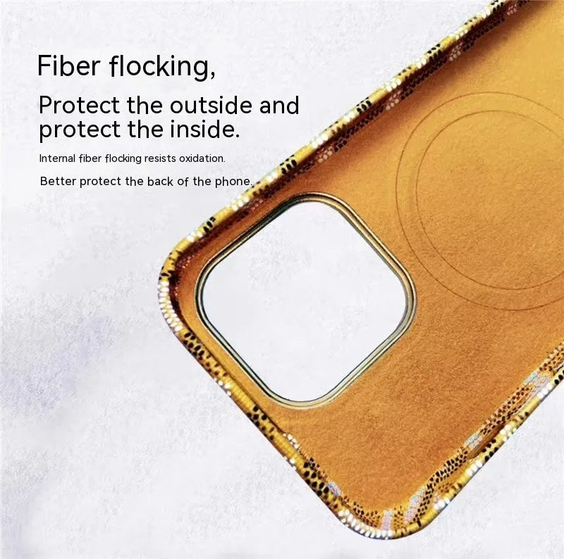 Leather phone case in green with magnetic suction and all-inclusive drop-resistant design for iPhone 12-15
