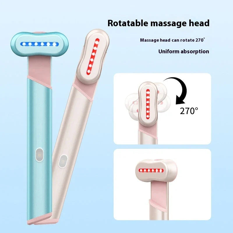 4-color LED eye massager with red, blue, and warm light therapy to rejuvenate skin and reduce puffiness