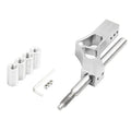 Adjustable gear lever car modification accessory in aluminium alloy and stainless steel on a dark background