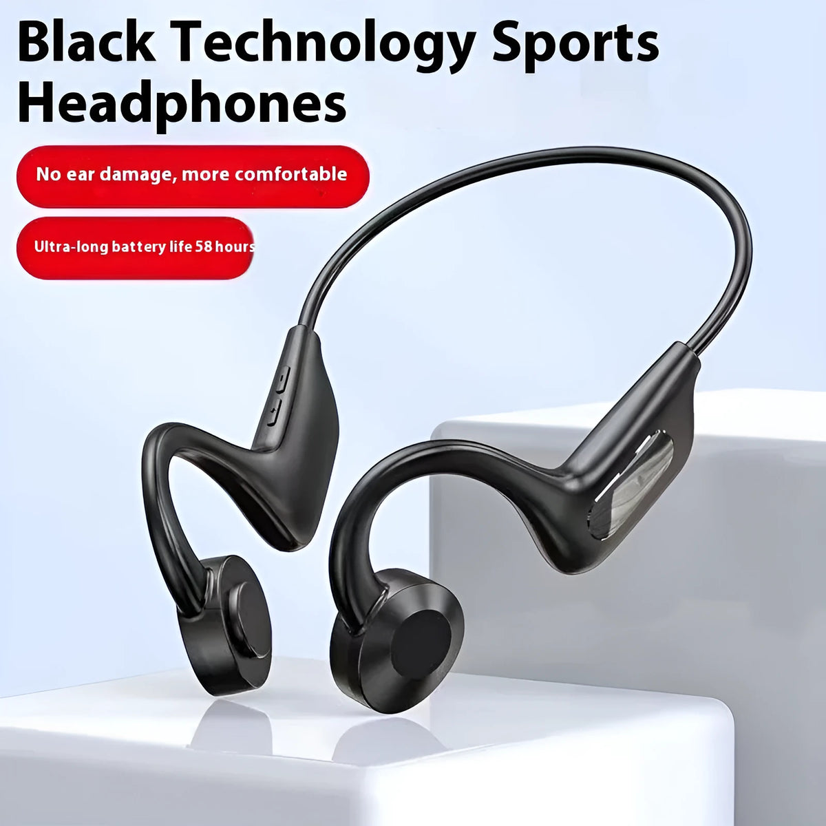 YYK-Q33 bone conduction wireless Bluetooth headset in Q33 Black with ear-mounted design