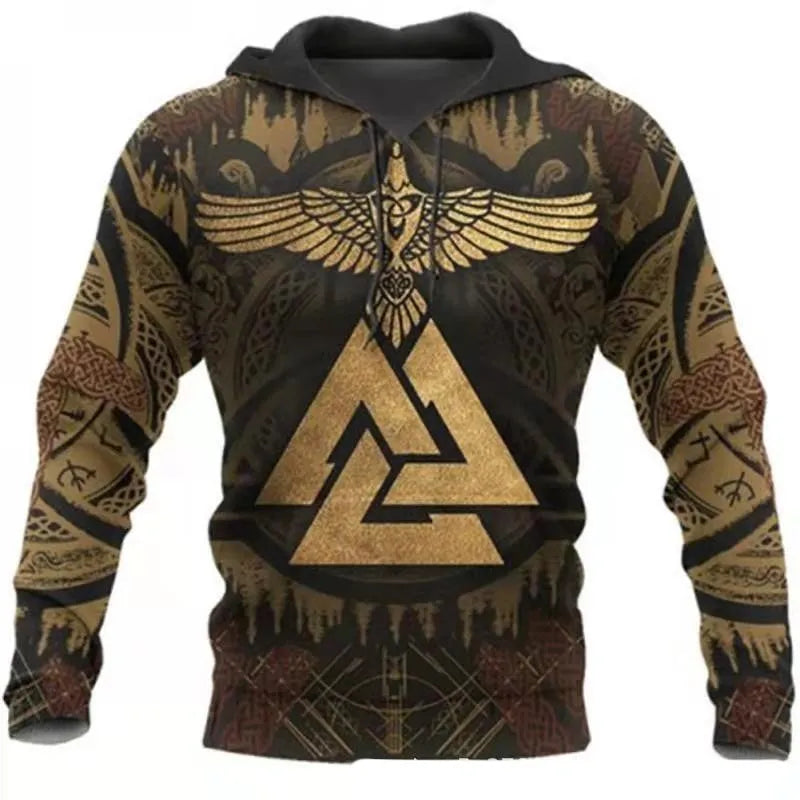 Printed street fashion hoodie for men loose fit polyester pullover front view