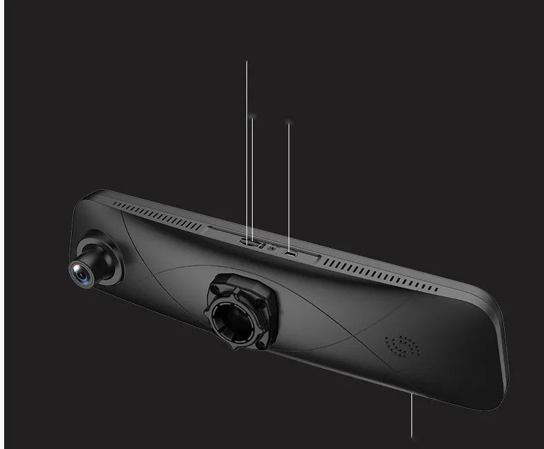 Black 4G car recorder with touch screen for GPS navigation and vehicle monitoring
