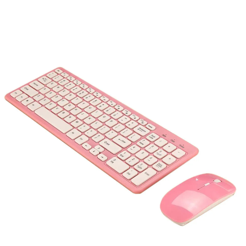 Wireless keyboard and mouse set showing black version with 96-key layout and ergonomic design