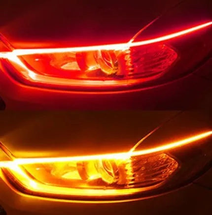 60cm ultra-thin two-colour LED daytime running light strip with light guide for car bumper installation
