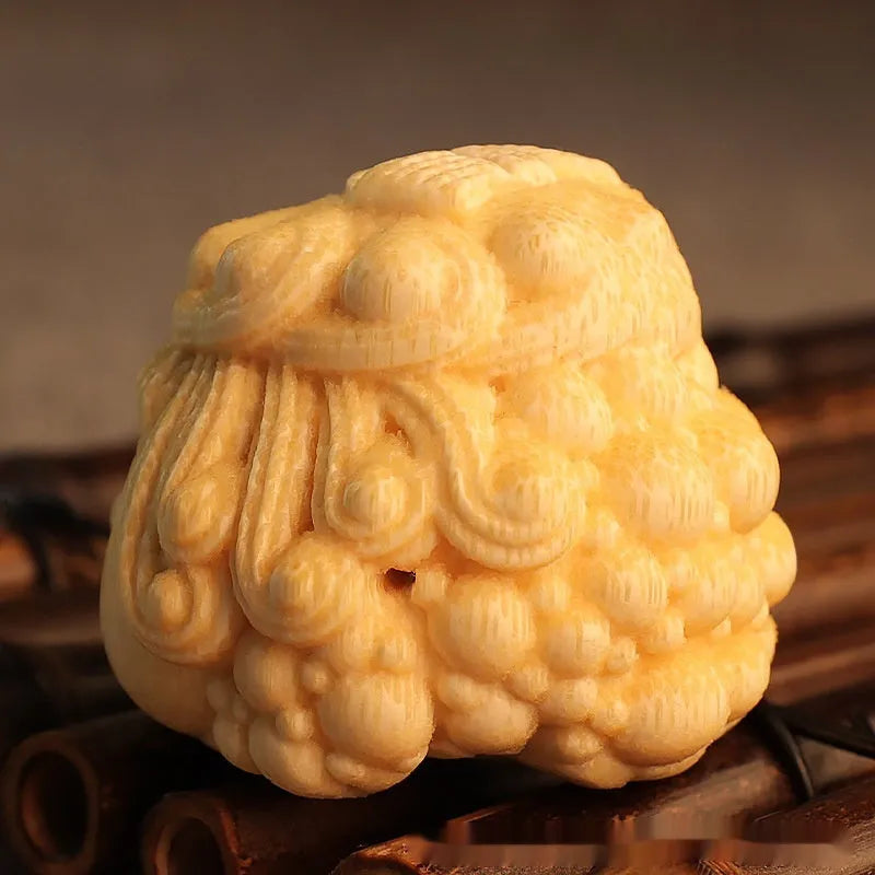 Solid bamboo carving golden princess toad ornament for household decoration