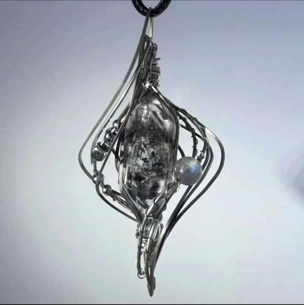 Alloy necklace with hollow out pendant and adjustable cross chain in mori style or heart of thorns design
