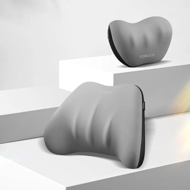 Memory foam car cushion with integrated lumbar and neck support in various colour options